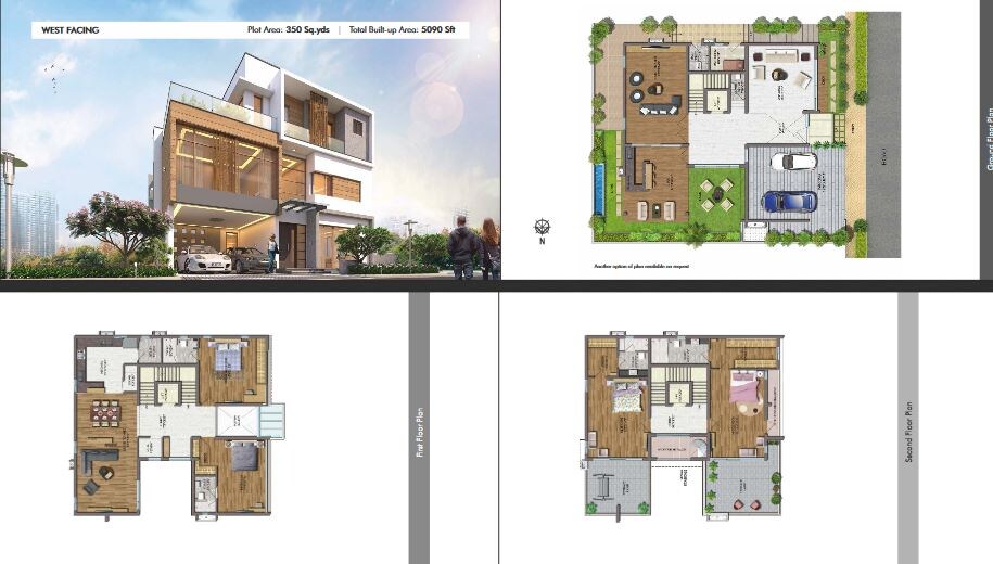 Floor plan of 4 BHK 5090 Sq. Ft. Villa in Sriven Avenues Iris, Hyderabad