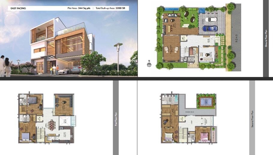 Floor plan of 4 BHK 5200 Sq. Ft. Villa in Sriven Avenues Iris, Hyderabad