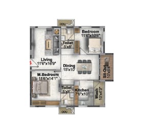 2 BHK 1300 Sq. Ft. Apartment in SS Indraprastha