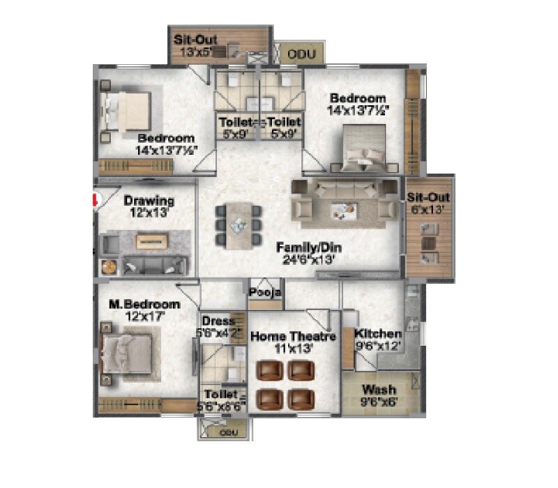 3 BHK 2505 Sq. Ft. Apartment