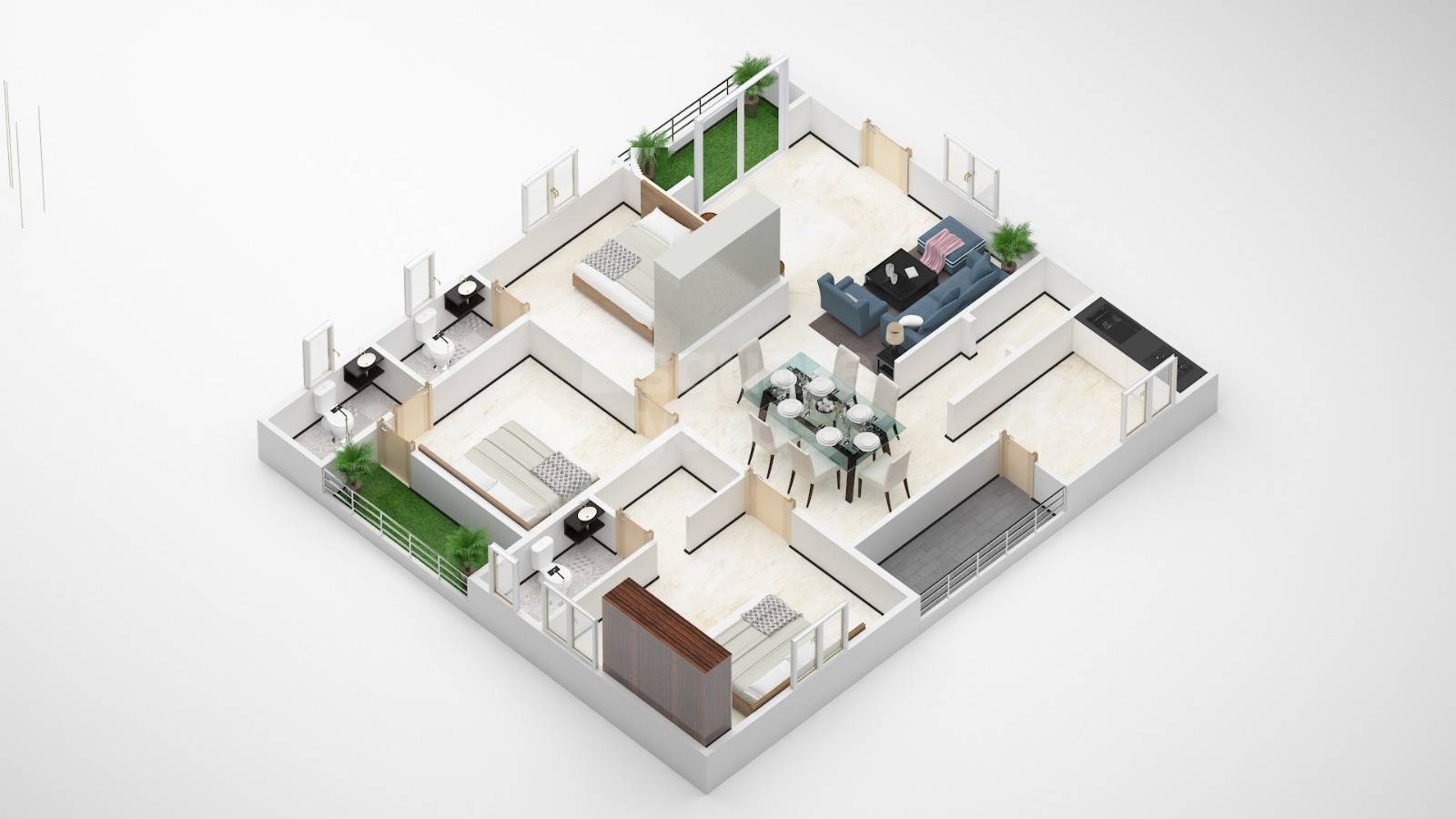 Floor plan of 3 BHK 1880 Sq. Ft. Apartment in SS Navya Exotica, Hyderabad