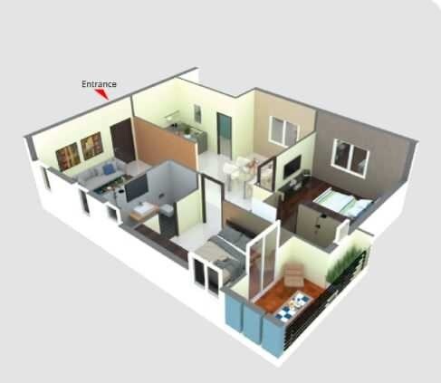 Floor plan of 2 BHK 1190 Sq. Ft. Apartment in SSC The Lawnz, Hyderabad
