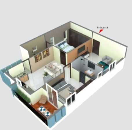 Floor plan of 2 BHK 1325 Sq. Ft. Apartment in SSC The Lawnz, Hyderabad