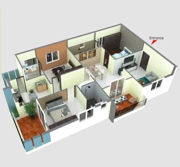 Floor plan of 3 BHK 2110 Sq. Ft. Apartment in SSC The Lawnz, Hyderabad