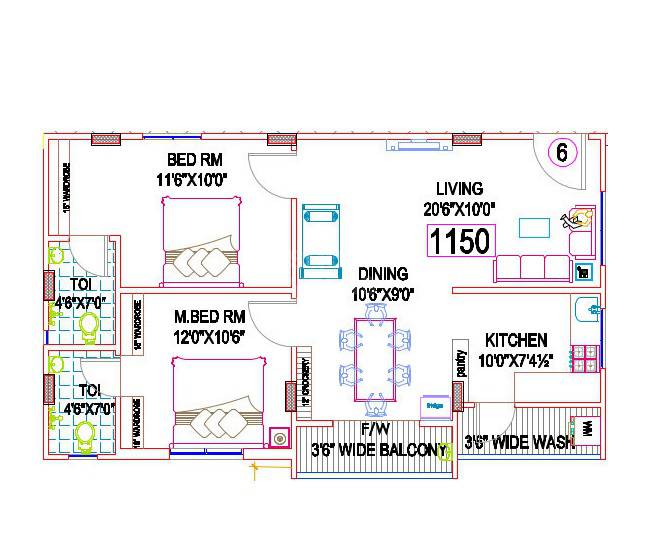 2 BHK 1150 Sq. Ft. Apartment in SSVR Royal Crown