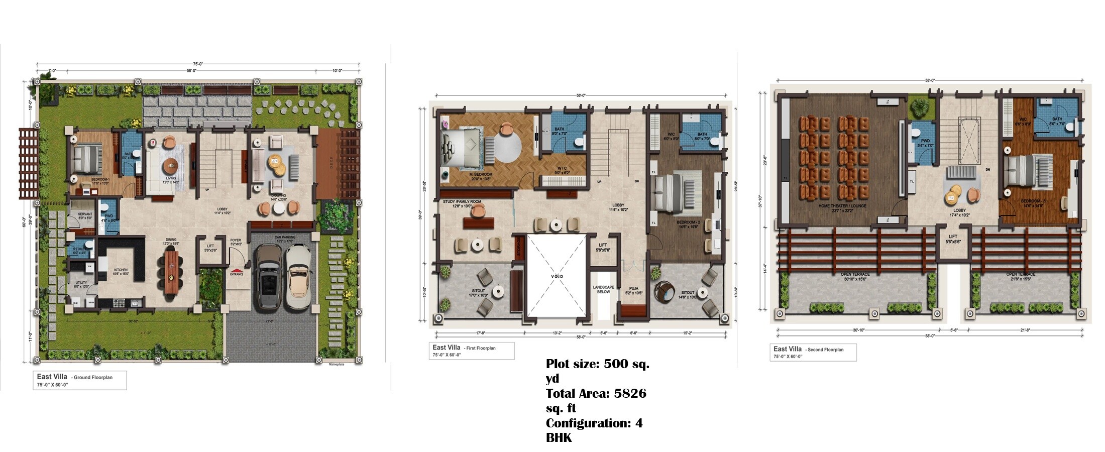 Floor plan of 4 BHK 5826 Sq. Ft. Villa in Subishi Serenity Homes, Hyderabad