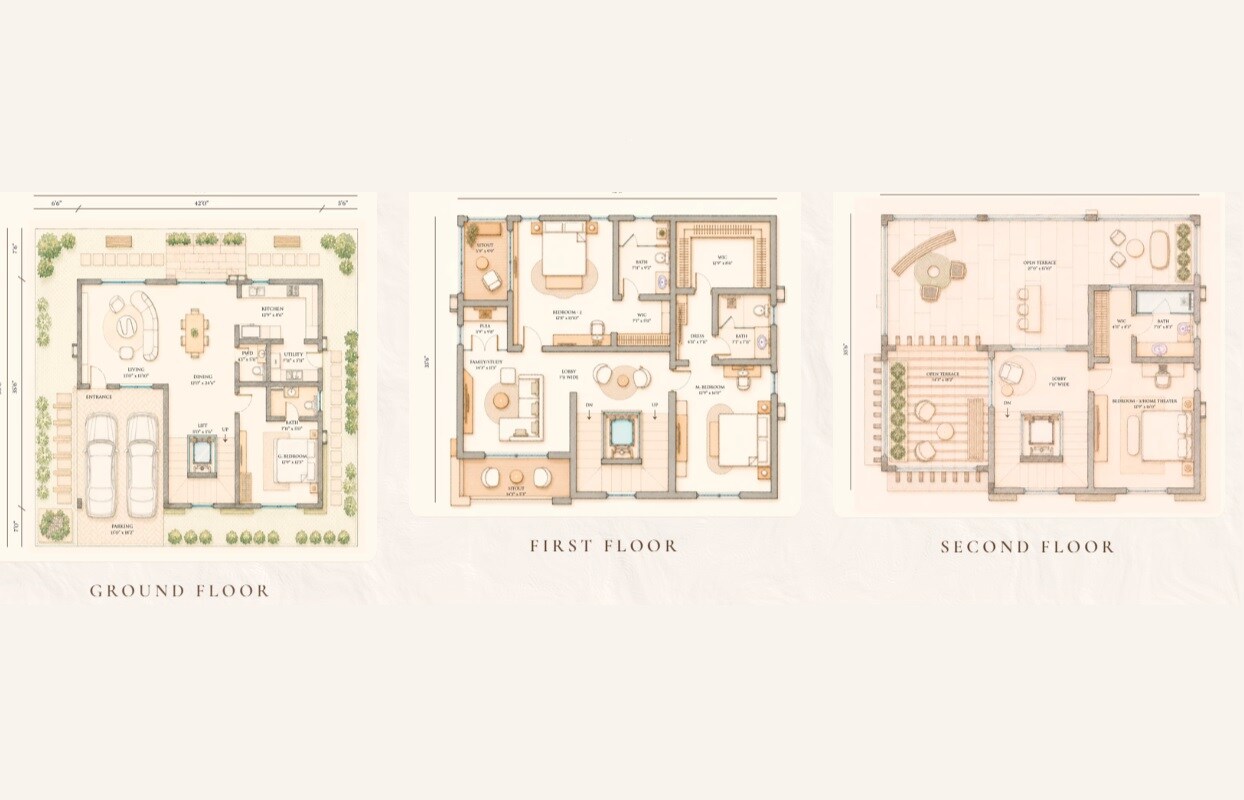 Floor plan of 4 BHK 3600 Sq. Ft. Villa in Subishi Sierra, Hyderabad