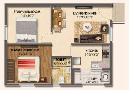 Floor plan of 2 BHK 800 Sq. Ft. Apartment in Suchirindia The Tales of Greek, Hyderabad