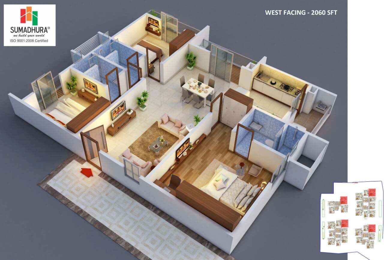 Other, sumadhura-horizon 3 Bedroom 2060 Sq.Ft. Apartment In Kondapur Hyderabad 9523311