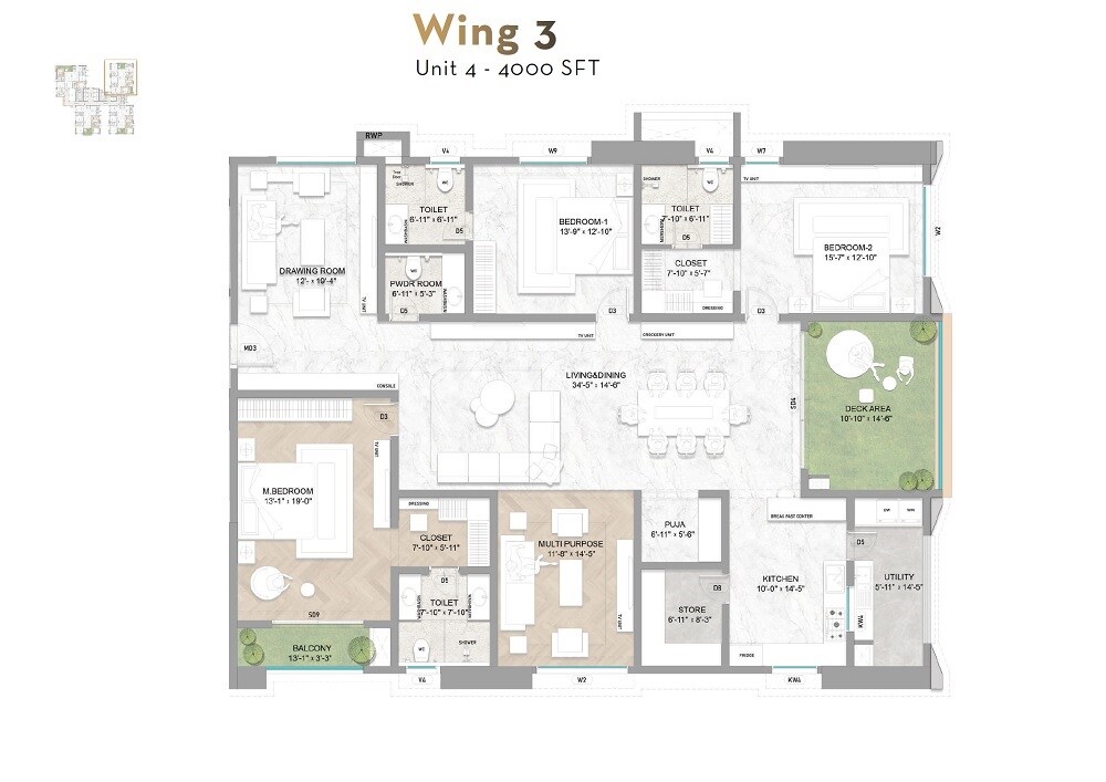 3 BHK 4000 Sq. Ft. Apartment