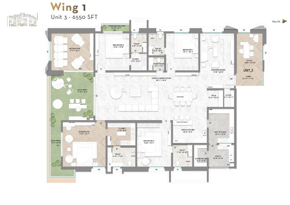 4 BHK 6550 Sq. Ft. Apartment