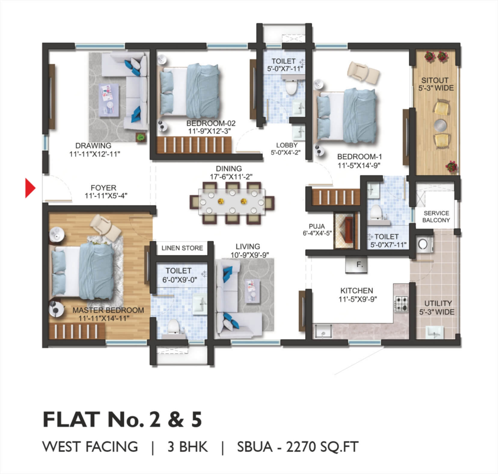  3 BHK Apartment at Sumadhura The Olympus, Financial District – for Rent