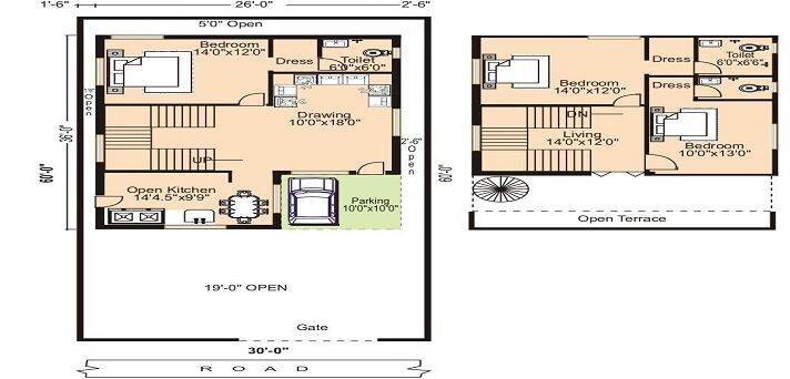 Floor plan of 3 BHK 1800 Sq. Ft. Villa in Sun Silicon Hills, Hyderabad