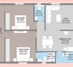 2 BHK 1045 Sq. Ft. Apartment in Sunrise Sky Plaza