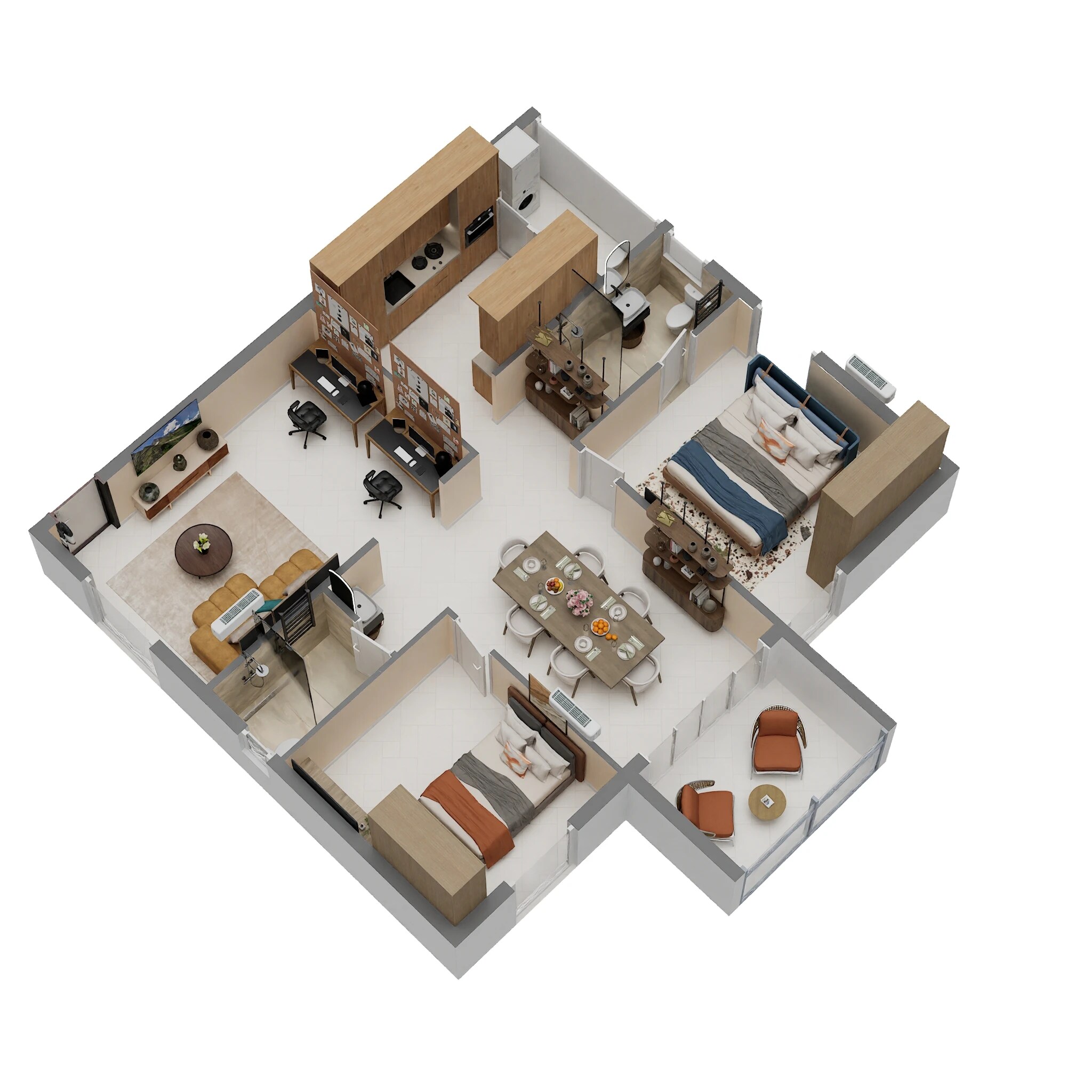 Floor plan of 2 BHK 1351 Sq. Ft. Apartment in Sunyuga Vantara, Hyderabad