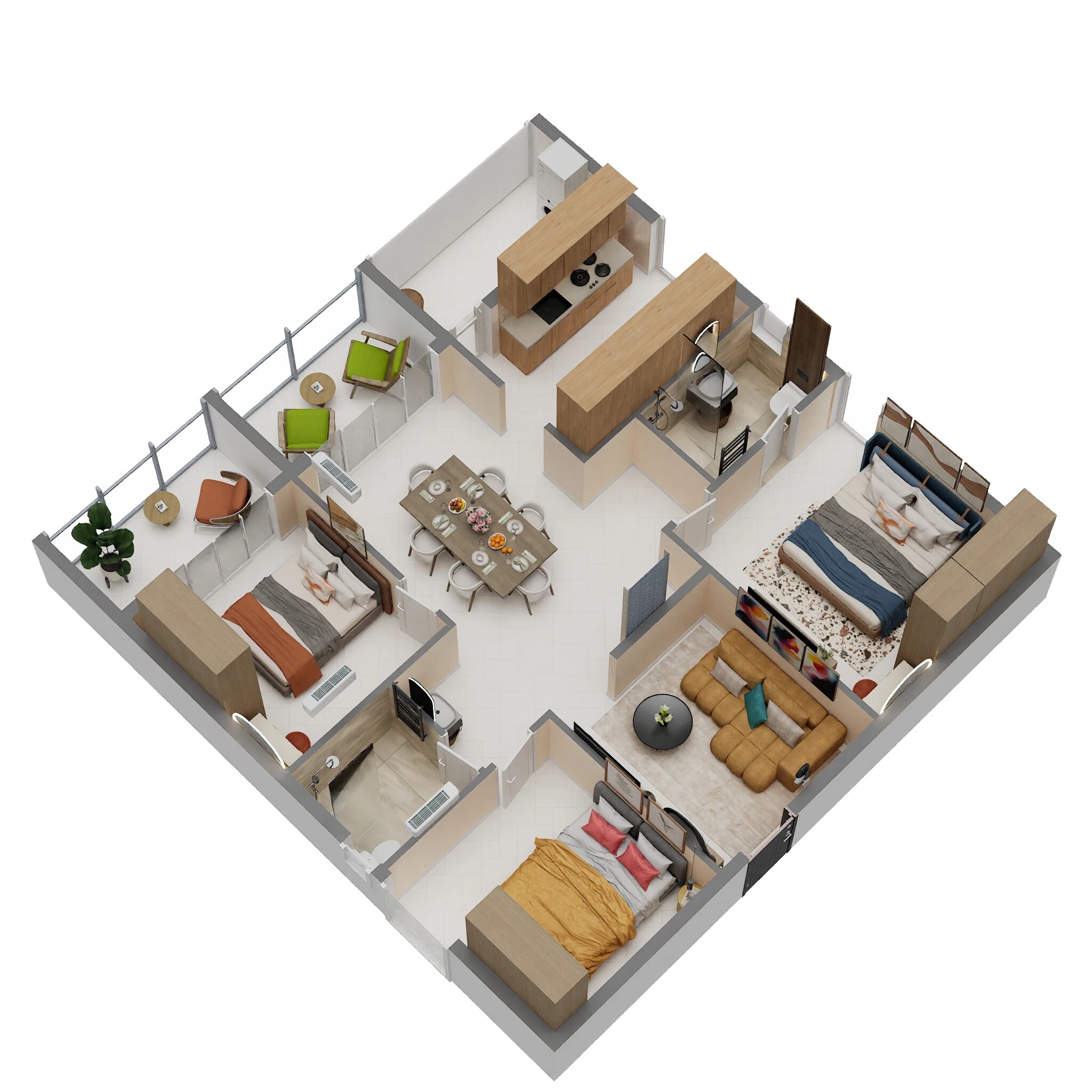 Floor plan of 2 BHK 1504 Sq. Ft. Apartment in Sunyuga Vantara, Hyderabad