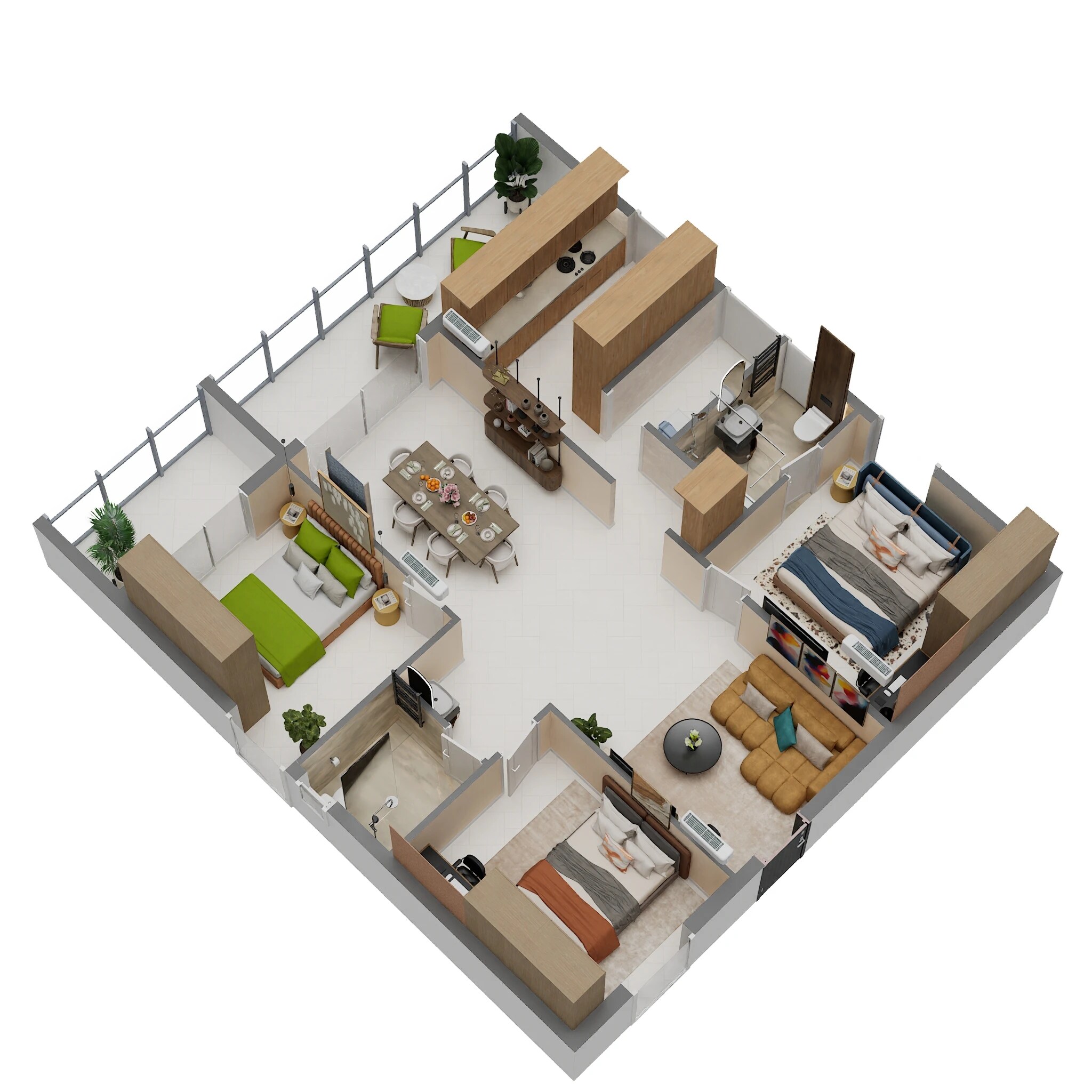 Floor plan of 2 BHK 1589 Sq. Ft. Apartment in Sunyuga Vantara, Hyderabad