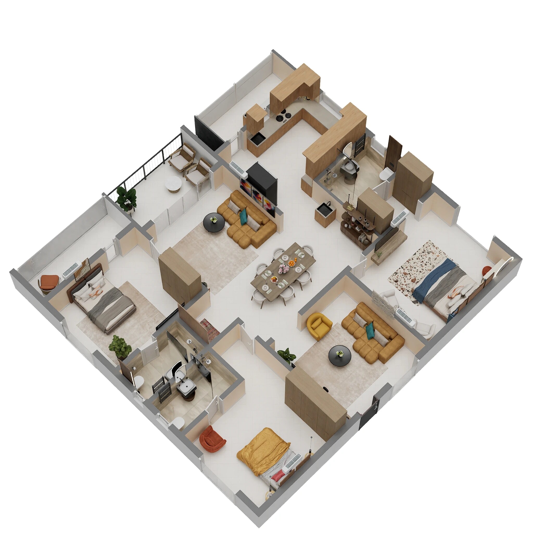 Floor plan of 3 BHK 2430 Sq. Ft. Apartment in Supadha Gamya, Hyderabad
