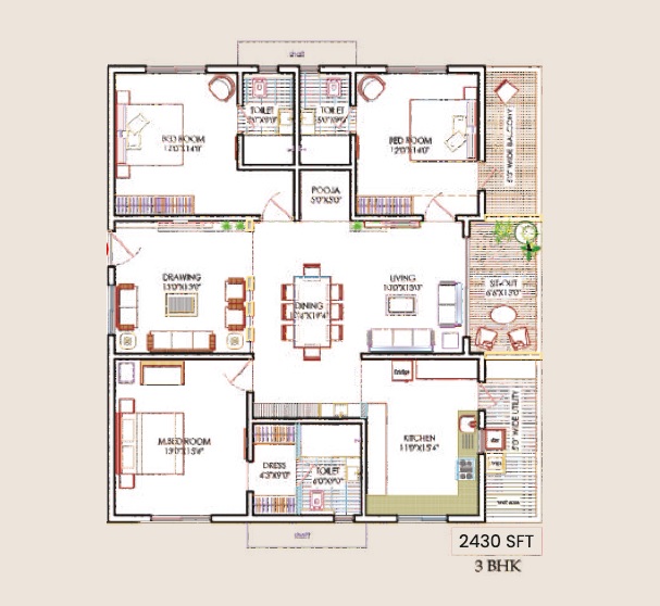 3 BHK 2430 Sq. Ft. Apartment in Supadha Gamya