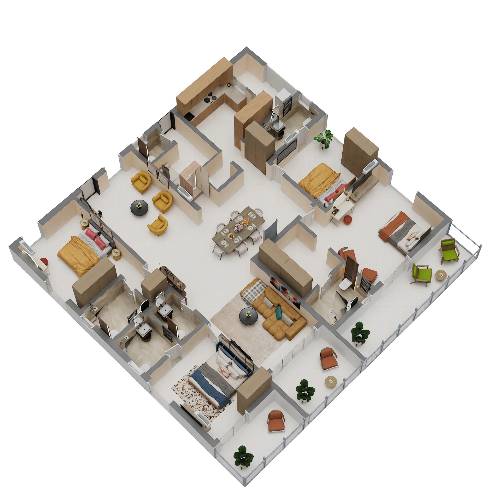 Floor plan of 4 BHK 3475 Sq. Ft. Apartment in Supadha Gamya, Hyderabad