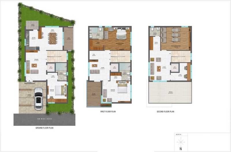 Floor plan of 3 BHK 2200 Sq. Ft. Villa in Surabhis Signature Villas, Hyderabad