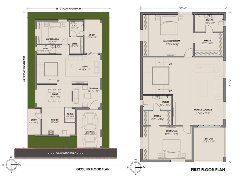 Floor plan of 3 BHK 3442 Sq. Ft. Villa in Suvarna New Life Villas, Hyderabad