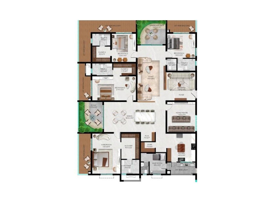 4 BHK 6415 Sq. Ft. Apartment