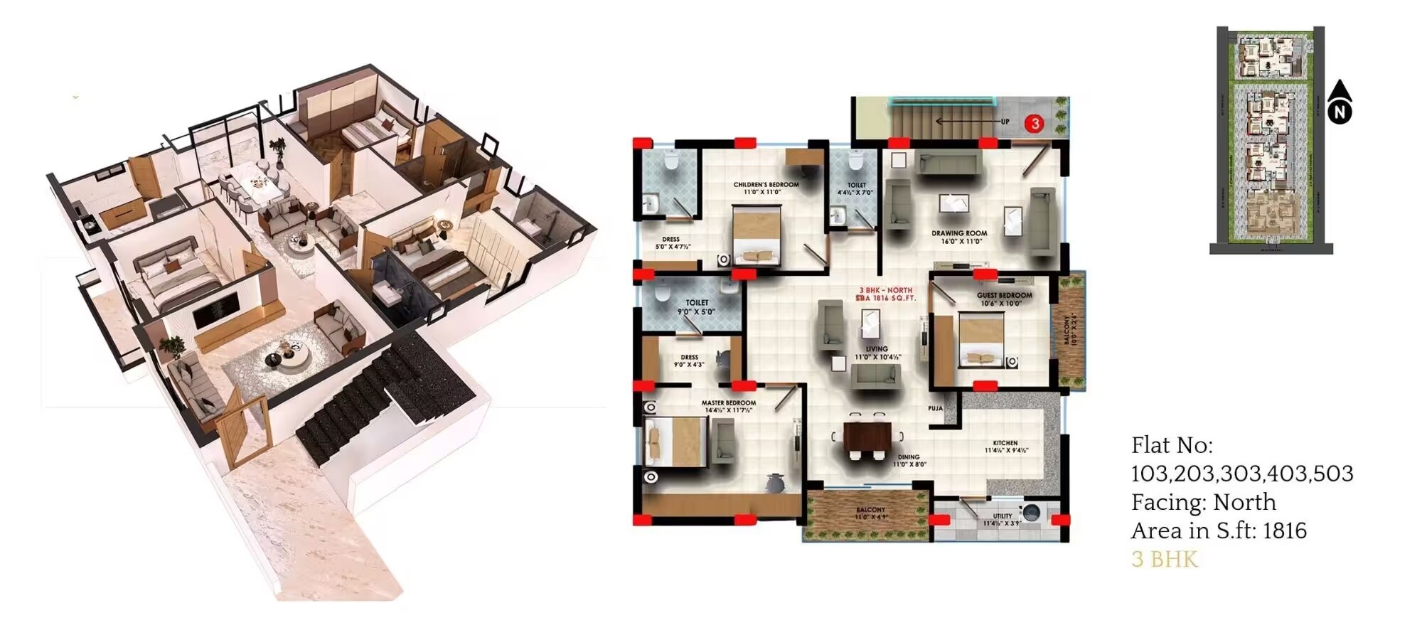 3 BHK 1816 Sq. Ft. Apartment
