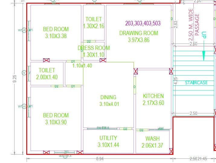 Floor plan of 2 BHK 1160 Sq. Ft. Apartment in Swathi SSR Residency, Hyderabad