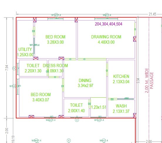 Floor plan of 2 BHK 1225 Sq. Ft. Apartment in Swathi SSR Residency, Hyderabad