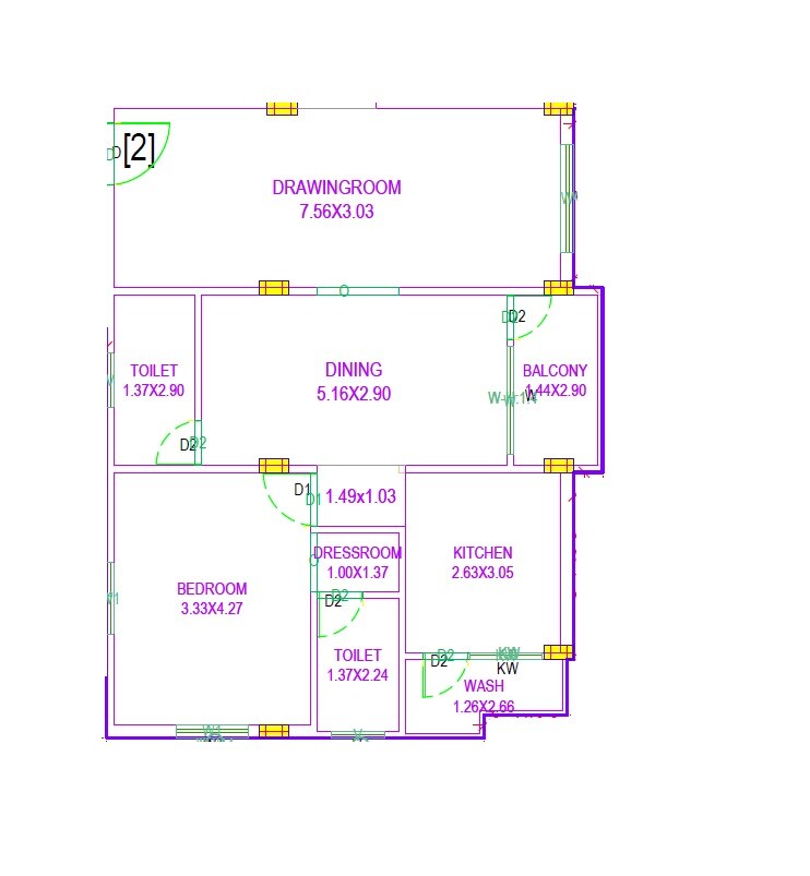 Floor plan of 2 BHK 1399 Sq. Ft. Apartment in Swathis Skyline, Hyderabad