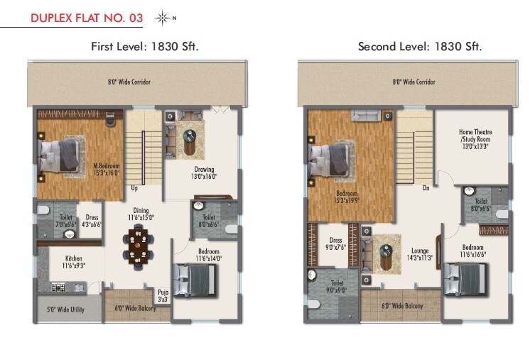 Floor plan of 4 BHK 3660 Sq. Ft. Apartment in Syamantaka Aurum, Hyderabad