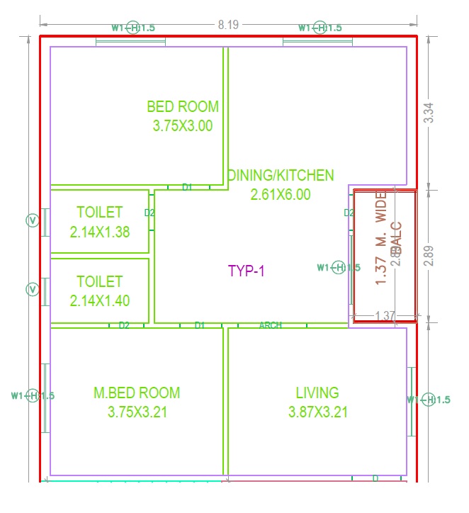 2 BHK 1292 Sq. Ft. Apartment in Tamma Shouri