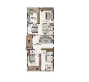 3 BHK 2080 Sq. Ft. Apartment in Tanush Sri Manohar Homes