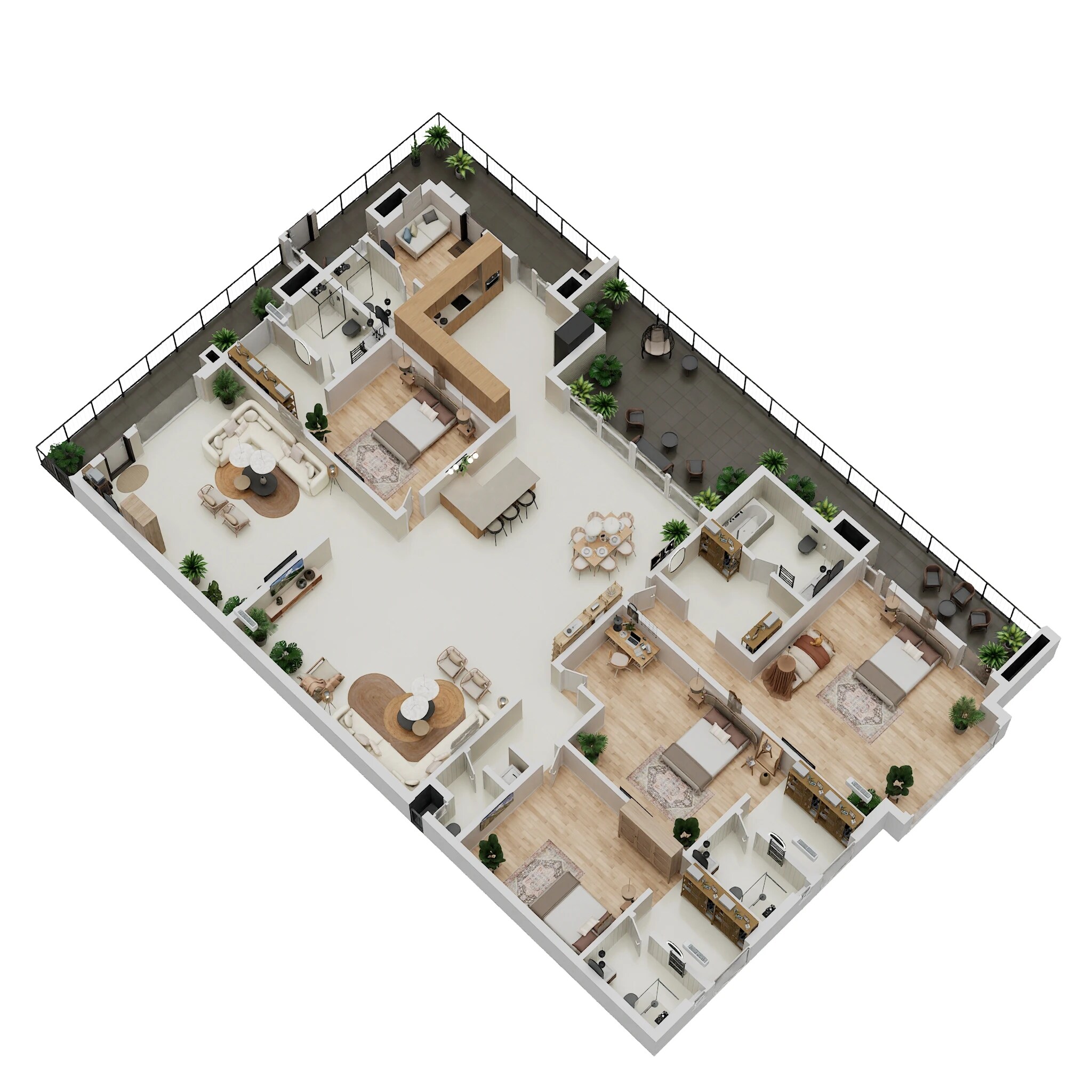 Floor plan of 4 BHK 6000 Sq. Ft. Apartment in Tar One Oak, Hyderabad