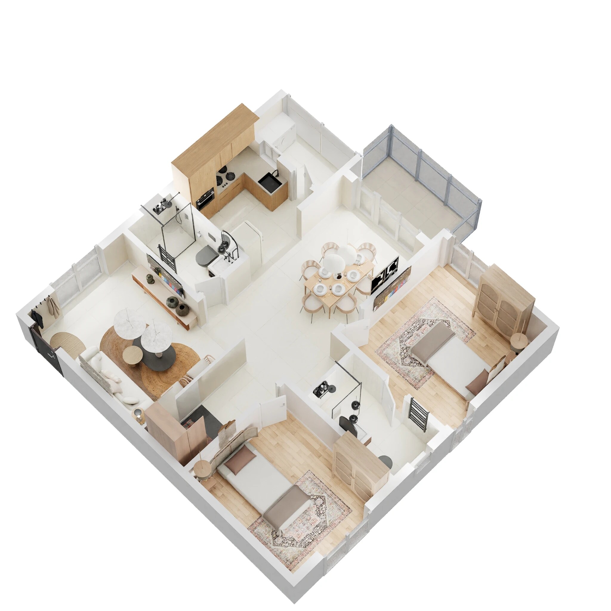 Floor plan of 2 BHK 1200 Sq. Ft. Apartment in Team 4 Nyla, Hyderabad