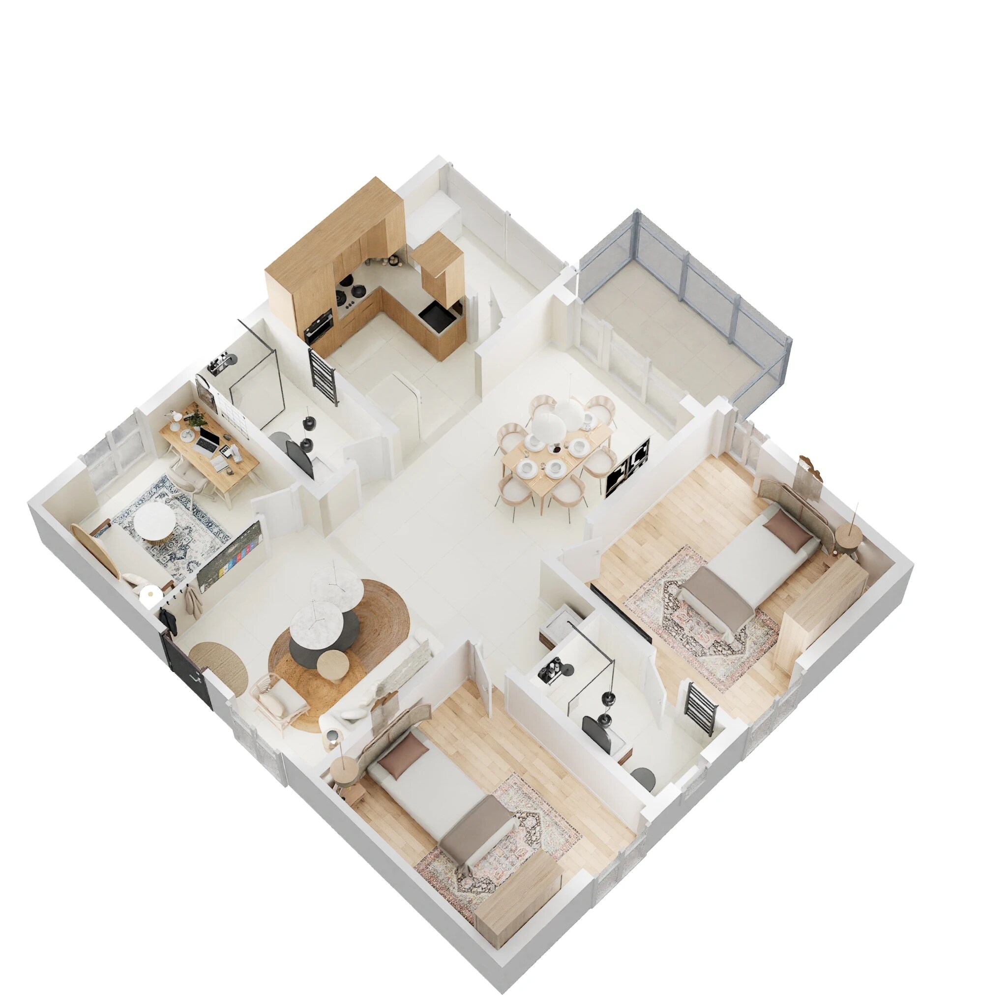 Floor plan of 2 BHK 1330 Sq. Ft. Apartment in Team 4 Nyla, Hyderabad