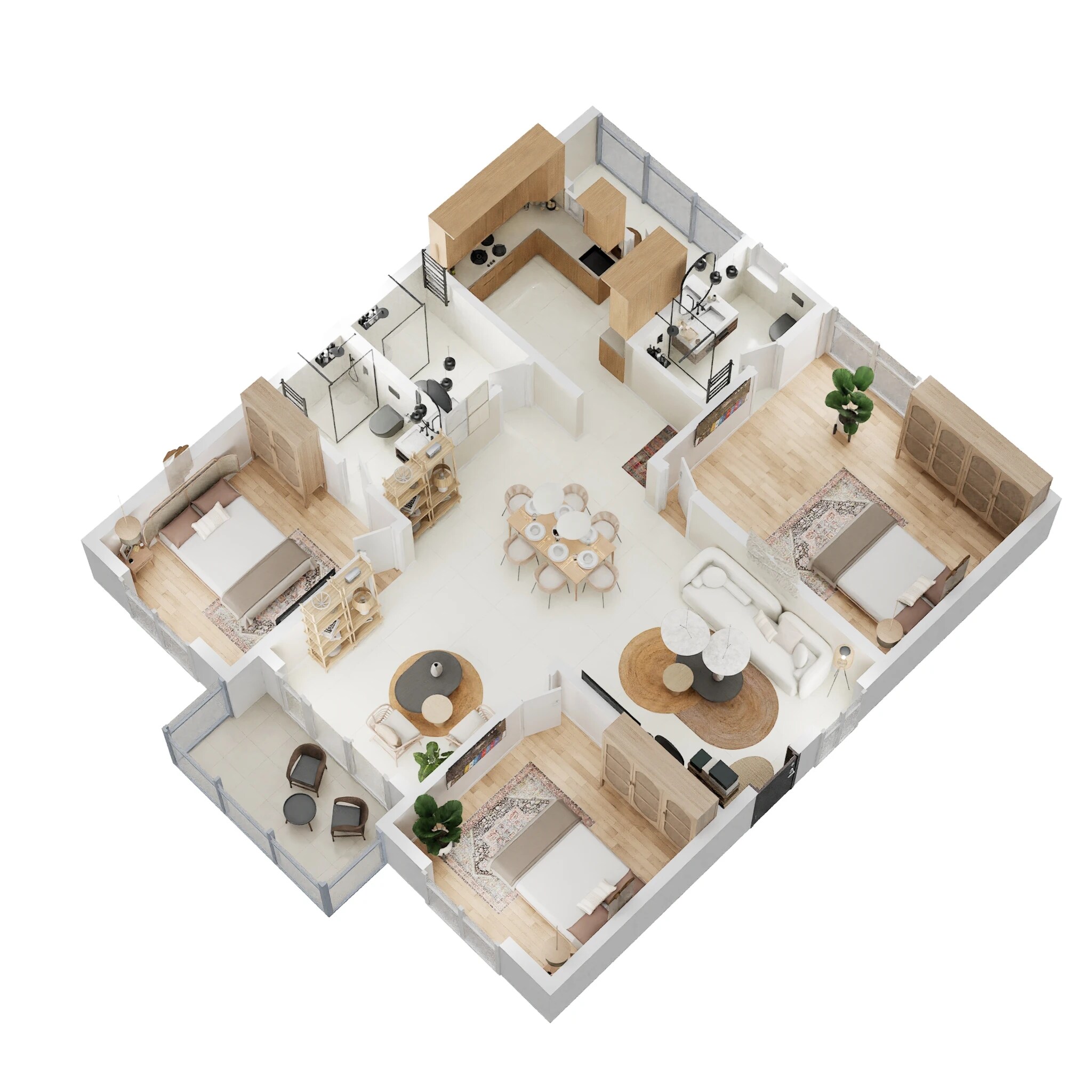 Floor plan of 3 BHK 1710 Sq. Ft. Apartment in Team 4 Nyla, Hyderabad