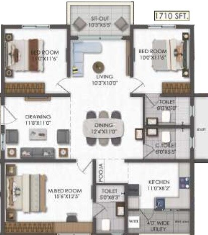 Other, team-4-nyla 3 Bedroom 1710 Sq.Ft. Apartment In Miyapur Hyderabad 8039258