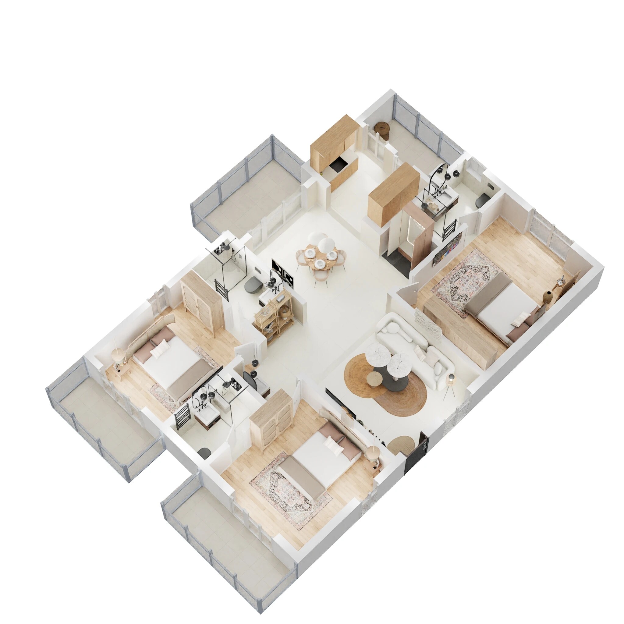 Floor plan of 3 BHK 1880 Sq. Ft. Apartment in Team 4 Nyla, Hyderabad