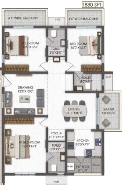  3 BHK Apartment at Team 4 Nyla, Miyapur – for Sale
