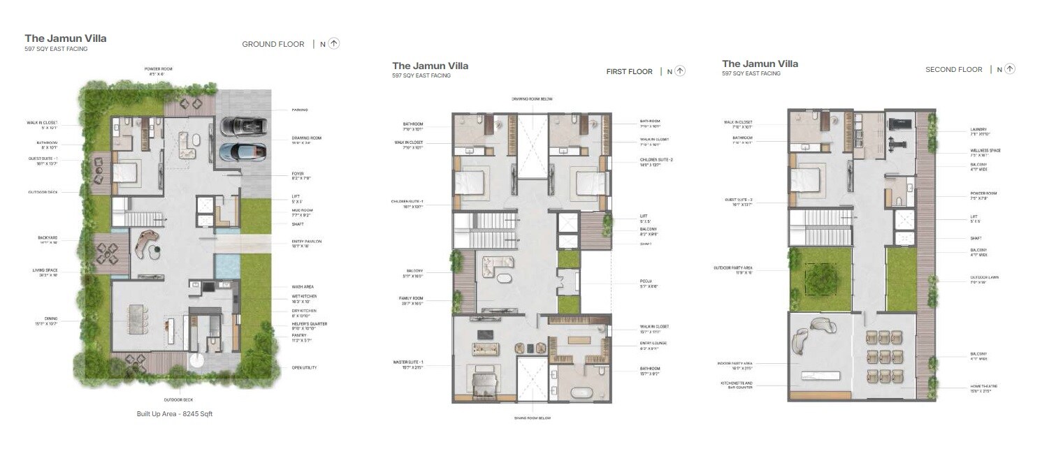 Floor plan of 5 BHK 8245 Sq. Ft. Villa in Terminus Aranya, Hyderabad