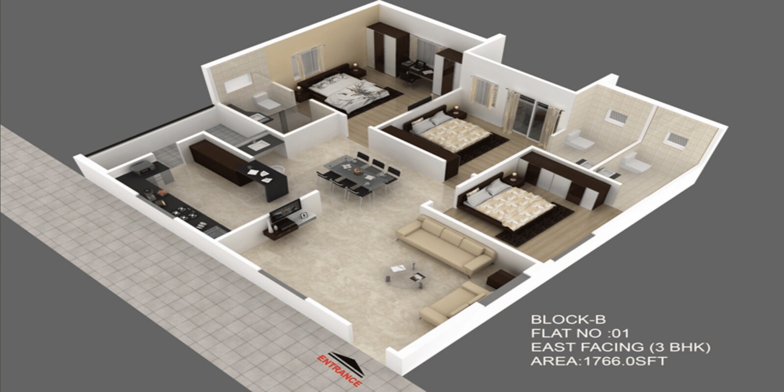 3 BHK 1766 Sq. Ft. Apartment