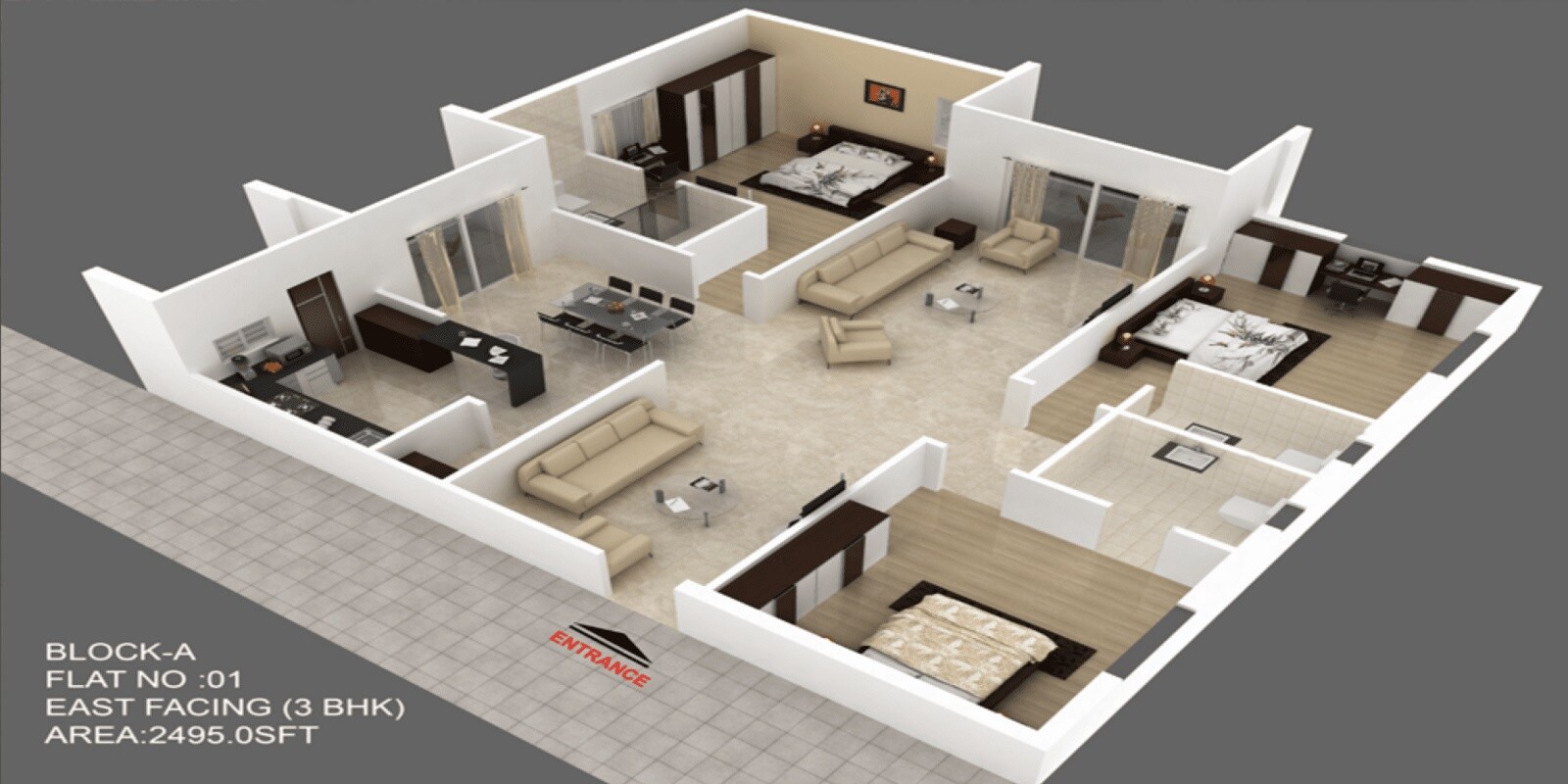 3 BHK 2495 Sq. Ft. Apartment