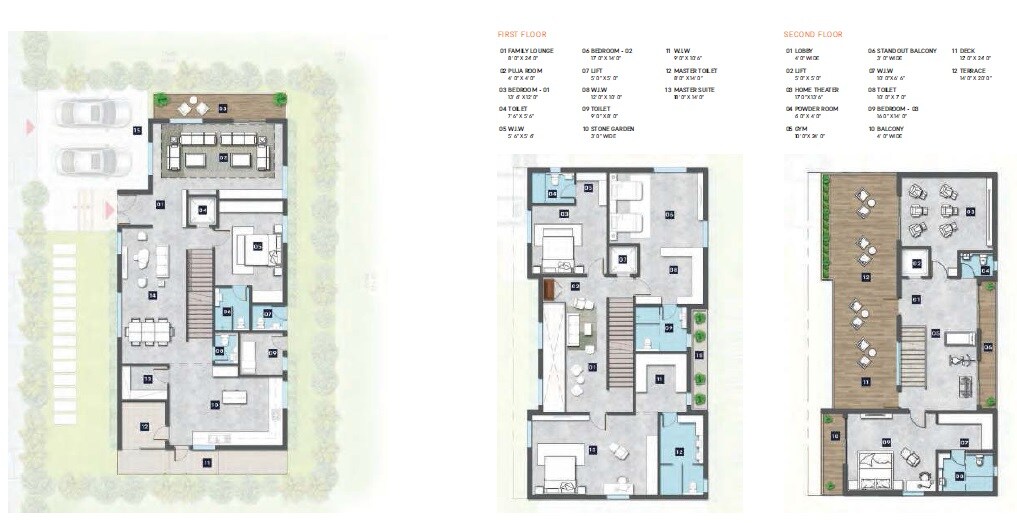 Floor plan of 4 BHK 4050 Sq. Ft. Villa in The Pointe Villa, Hyderabad