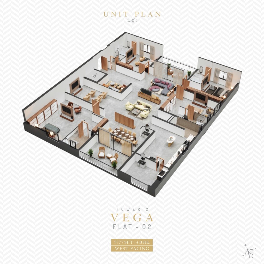 Floor plan of 4 BHK 5777 Sq. Ft. Apartment in The Trilight, Hyderabad