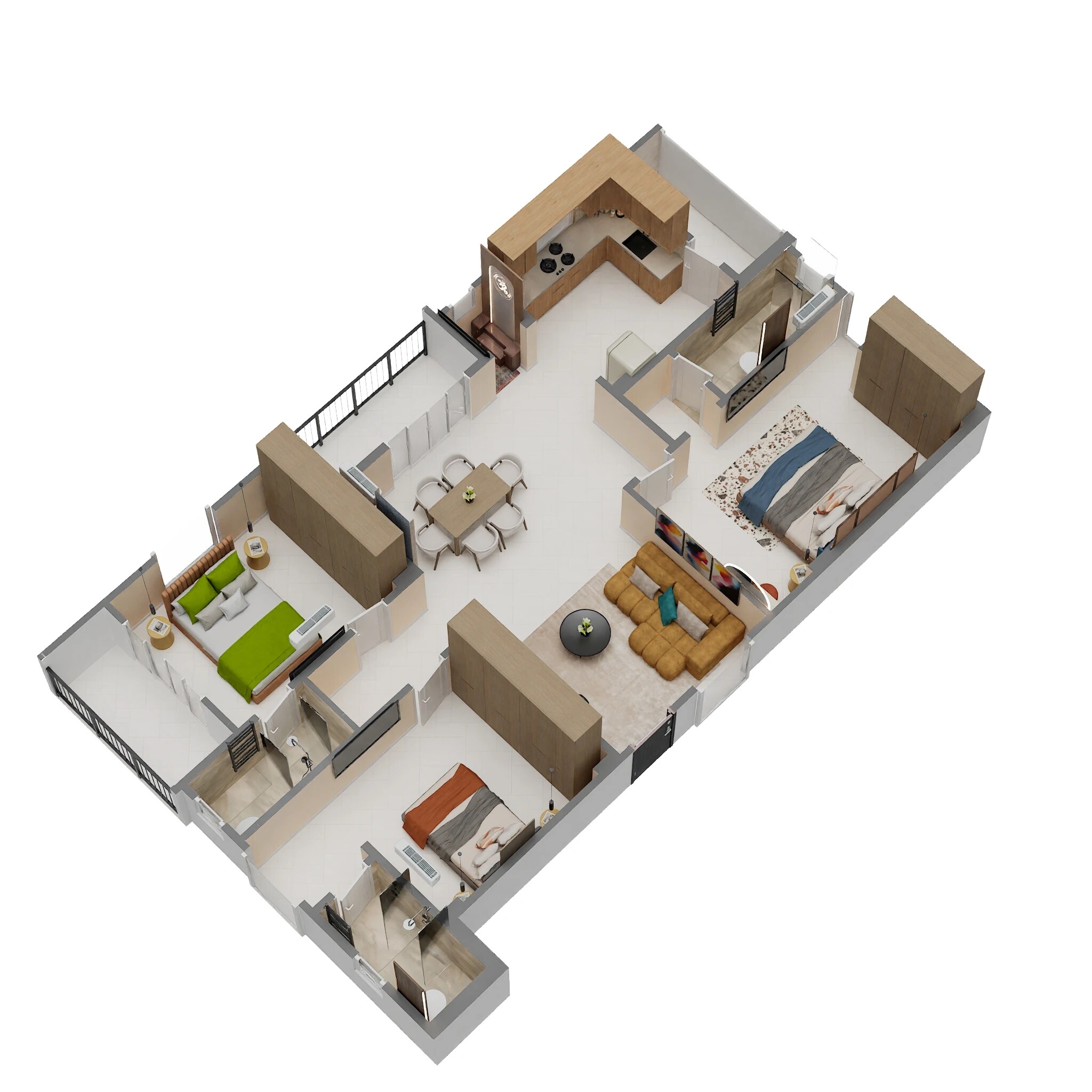3 BHK 1600 Sq. Ft. Apartment