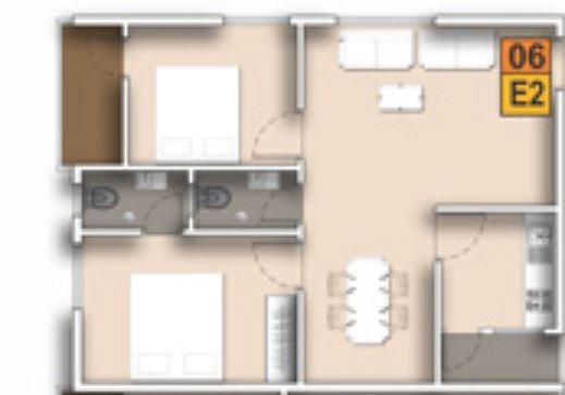 2 BHK 910 Sq. Ft. Apartment