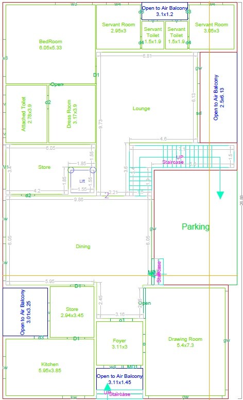 Floor plan of 5 BHK 8815 Sq. Ft. Villa in Trendset Legacy, Hyderabad