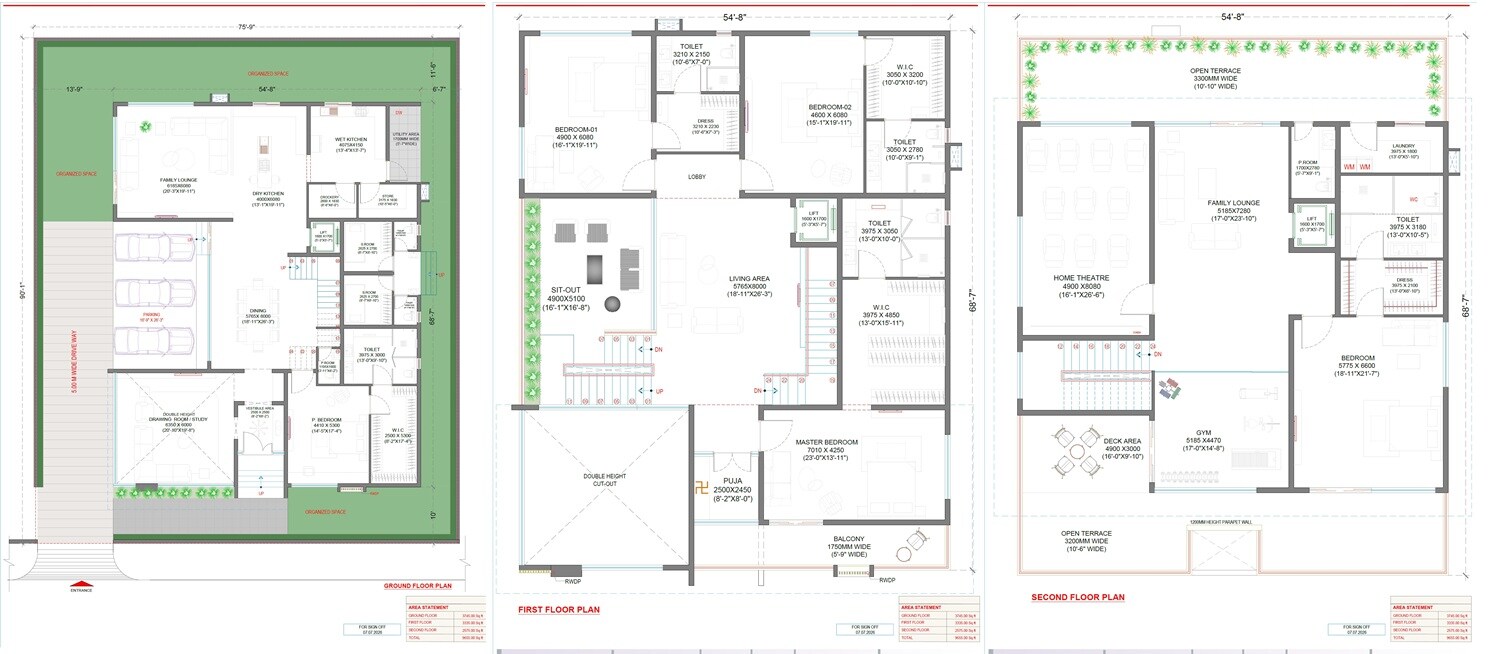 Floor plan of 5 BHK 9655 Sq. Ft. Villa in Trendset Legacy, Hyderabad